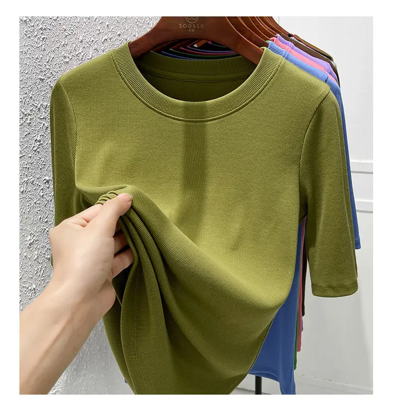 Women Olive Green Mid Sleeve T-Shirt 2025 — feature 26