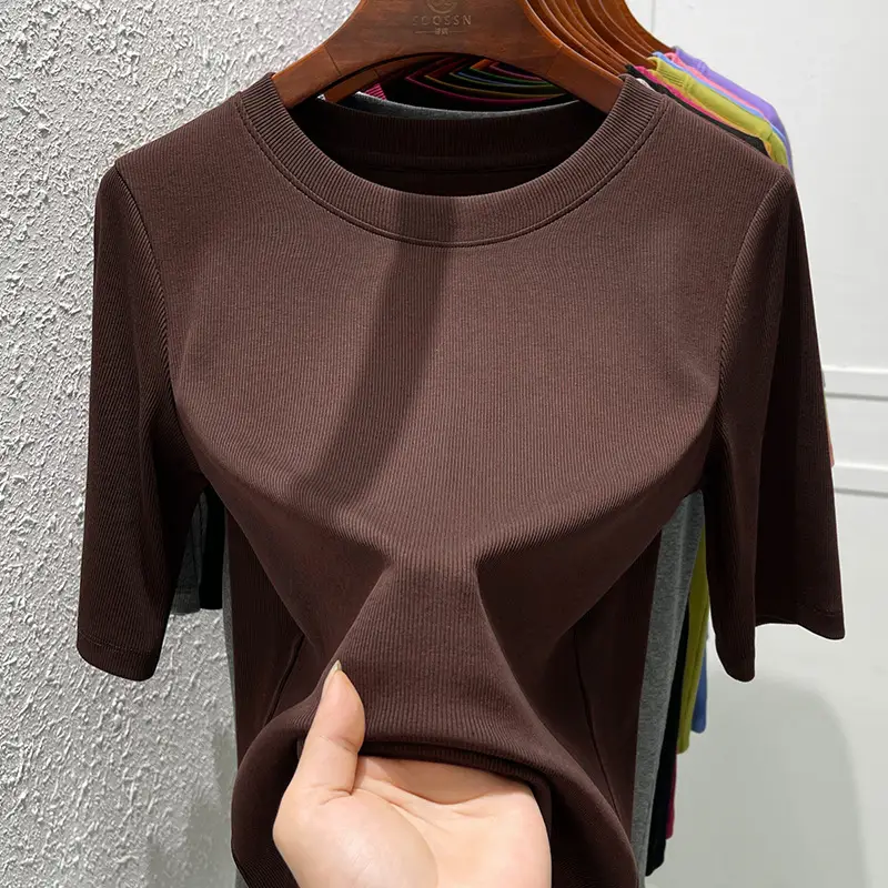 Women Olive Green Mid Sleeve T-Shirt 2025