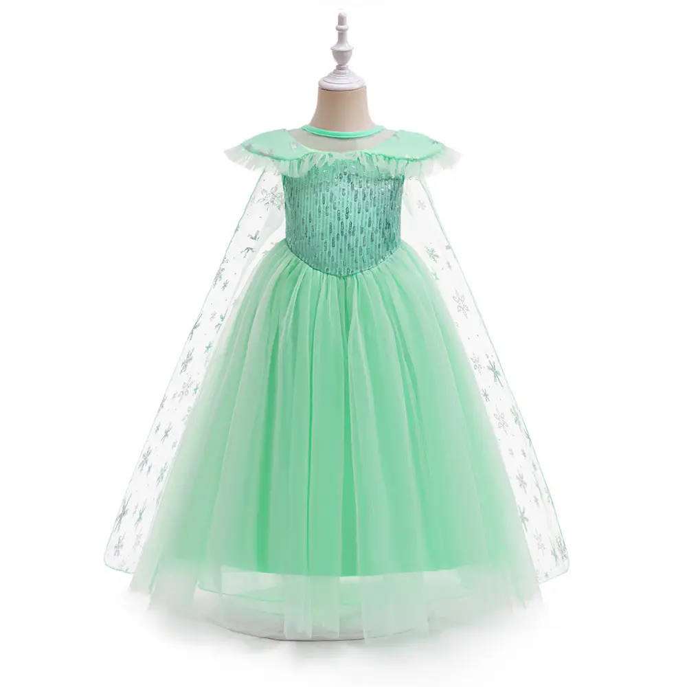 Blue Sequined Frozen Elsa Princess Dress for Girls - Image 8