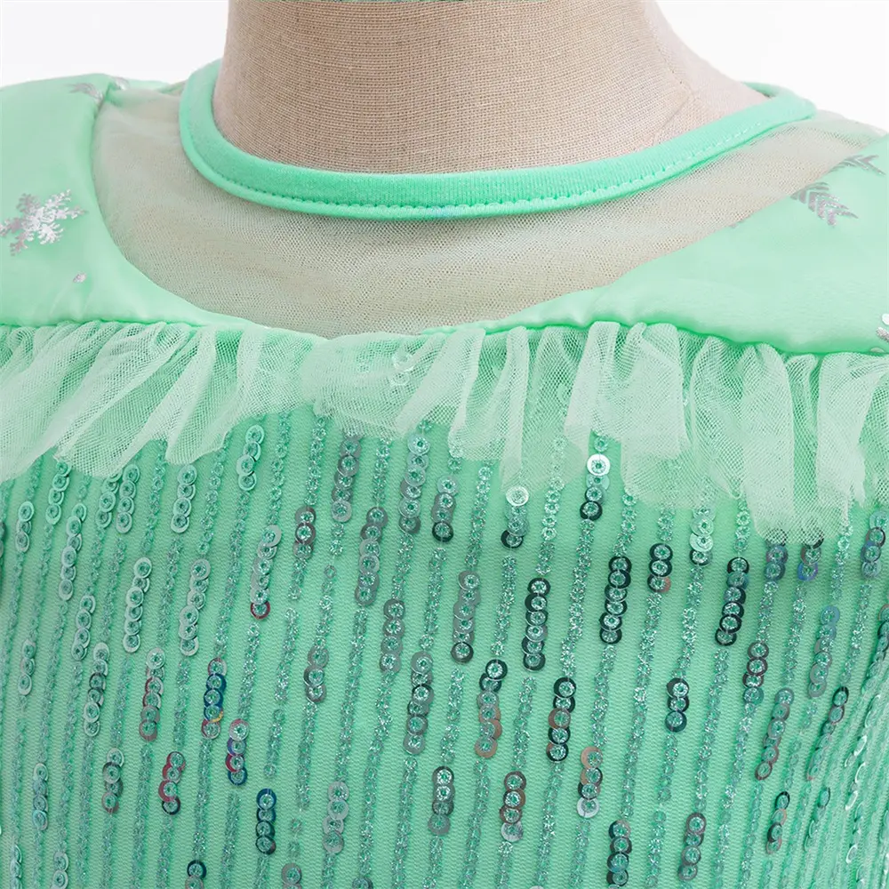 Blue Sequined Frozen Elsa Princess Dress for Girls - Image 11
