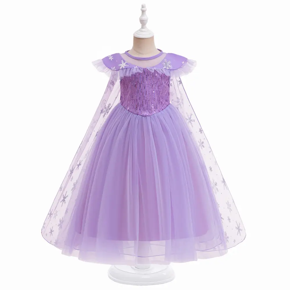 Blue Sequined Frozen Elsa Princess Dress for Girls - Image 7