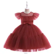 Pink Mesh Princess Dress with Bow for Girls — feature 1