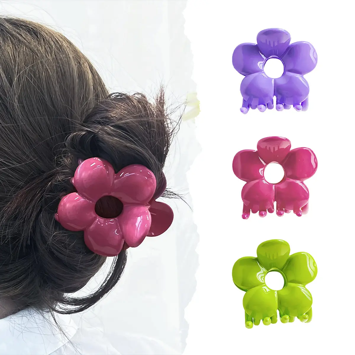 Purple Flower Hairpin Clip for Women - Image 3