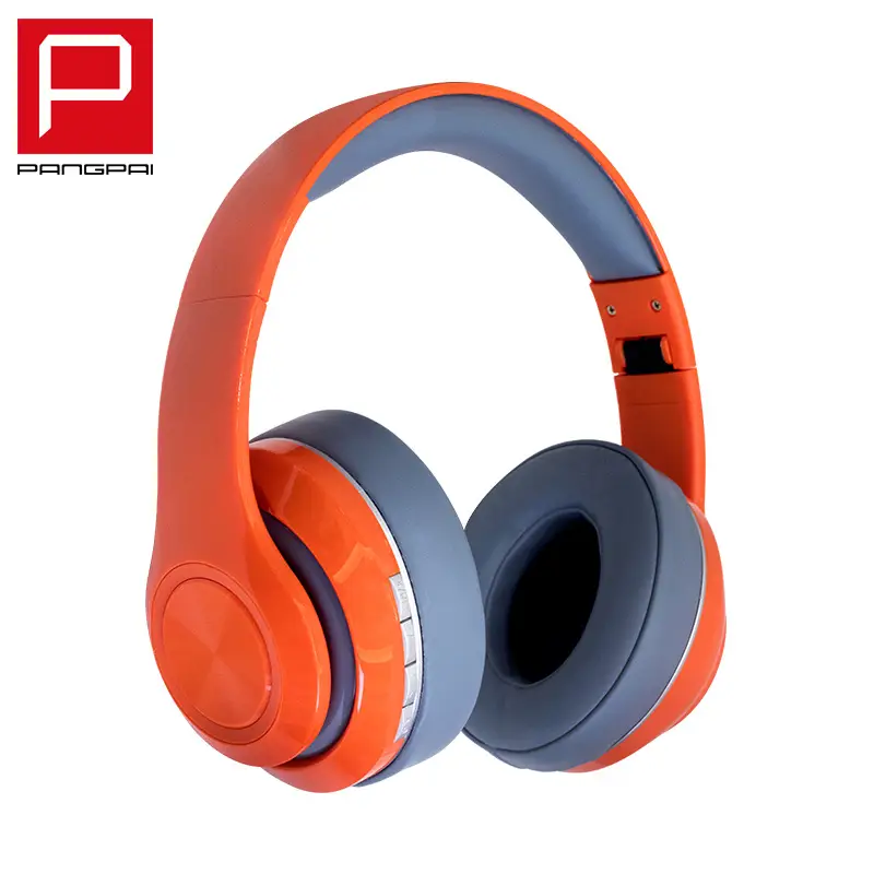Orange Over-Ear Bluetooth Headphones with Heavy Bass