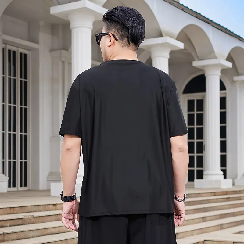 Men's Black Graphic T-Shirt Ice Silk Style - Image 3