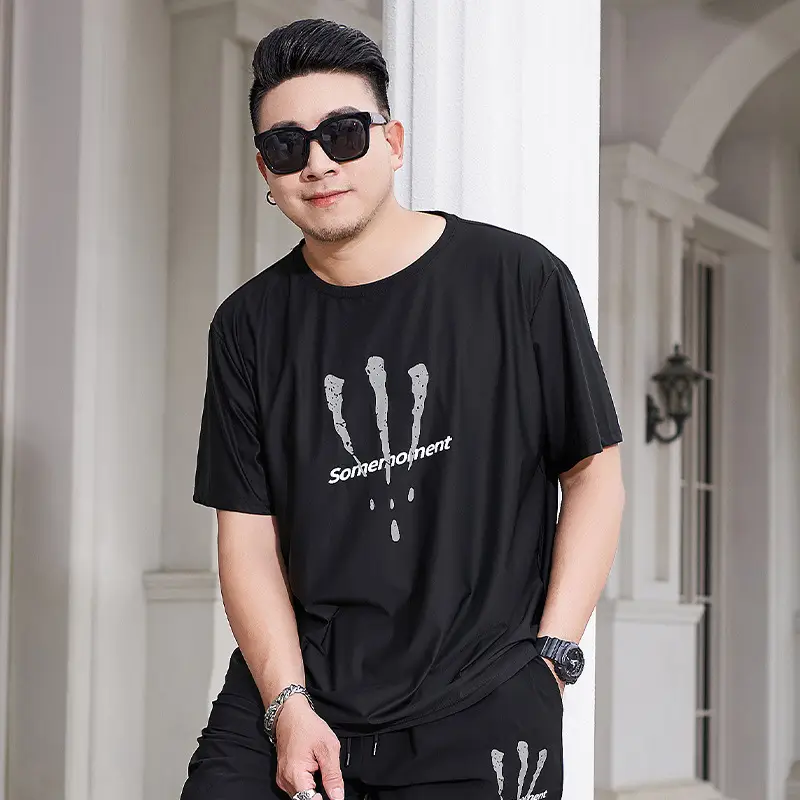 Men's Black Graphic T-Shirt Ice Silk Style - Image 5