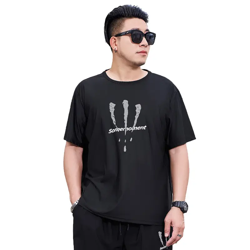 Men's Black Graphic T-Shirt Ice Silk Style - Image 6