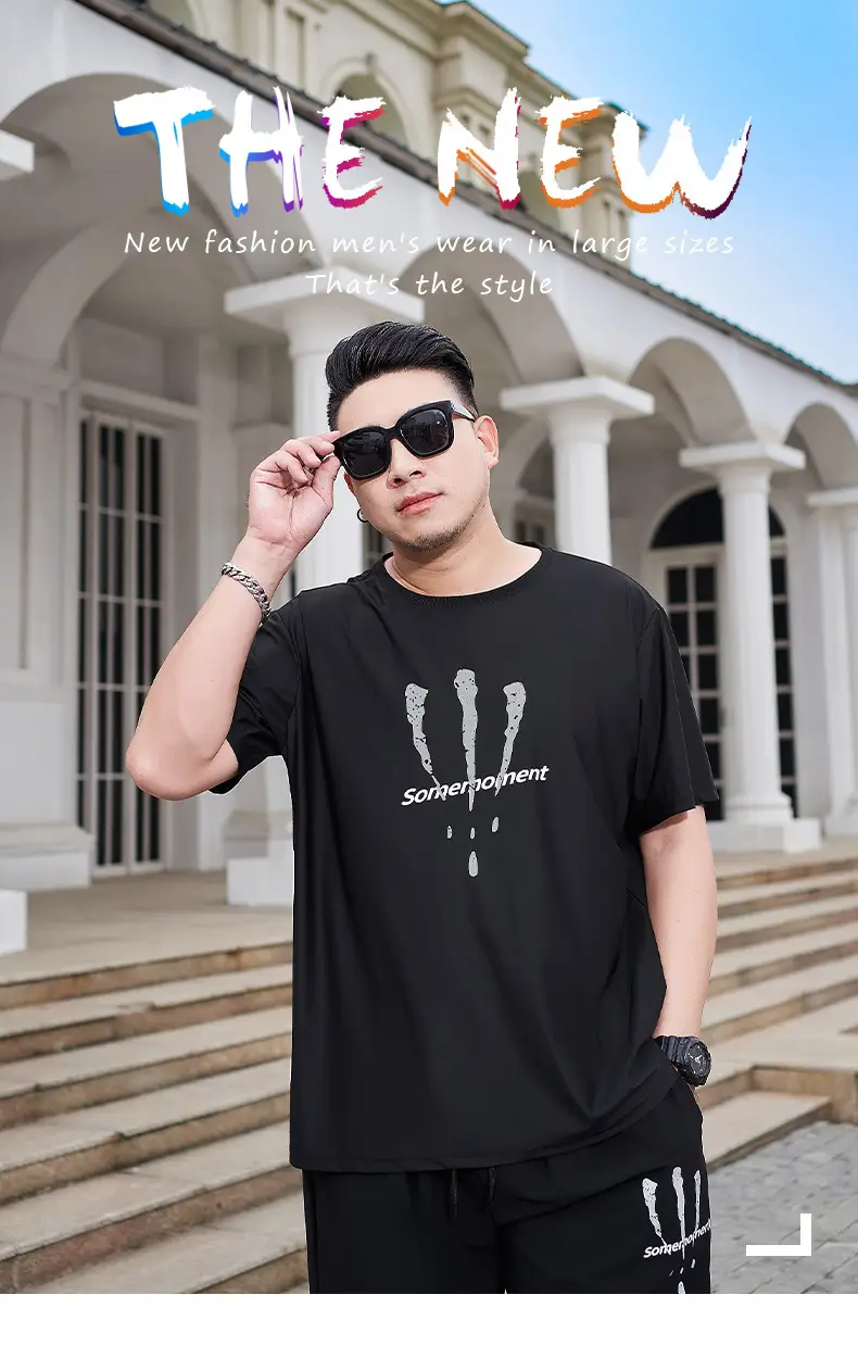 Men's Black Graphic T-Shirt Ice Silk Style — feature 1