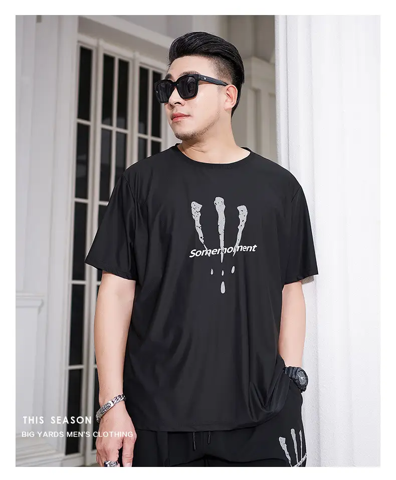 Men's Black Graphic T-Shirt Ice Silk Style — feature 8