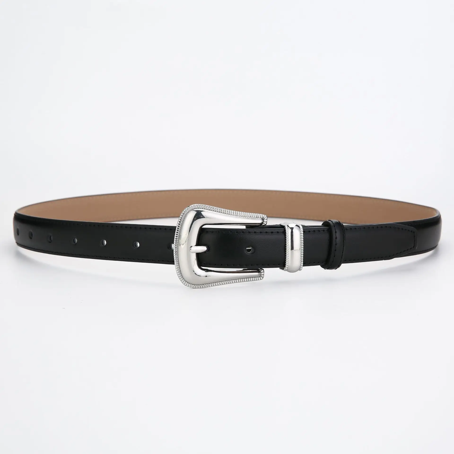 Women's Retro Silver Buckle Belt French Style - Image 11
