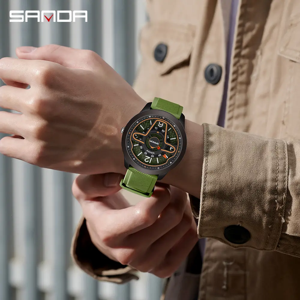 Sanda Red Digital 3D Hollow Watch for Men Women
