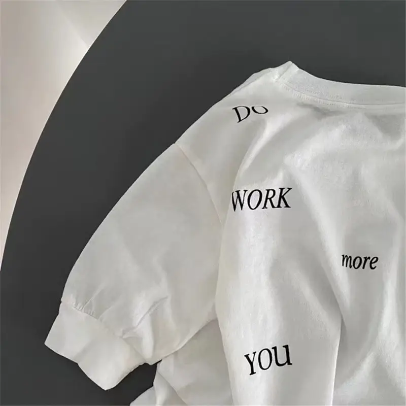 Kids Printed Long Sleeve T Shirt White Cotton Linen