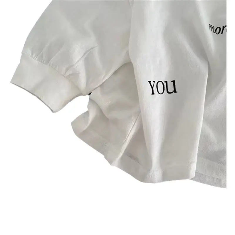 Kids Printed Long Sleeve T Shirt White Cotton Linen