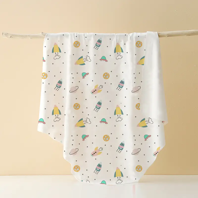Newborn Pure Cotton Swaddle Towel with Pizza Print