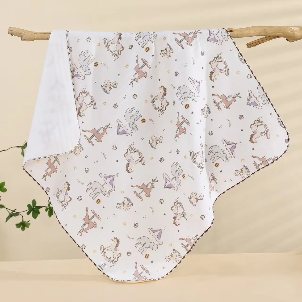 Newborn Pure Cotton Swaddle Towel with Pizza Print