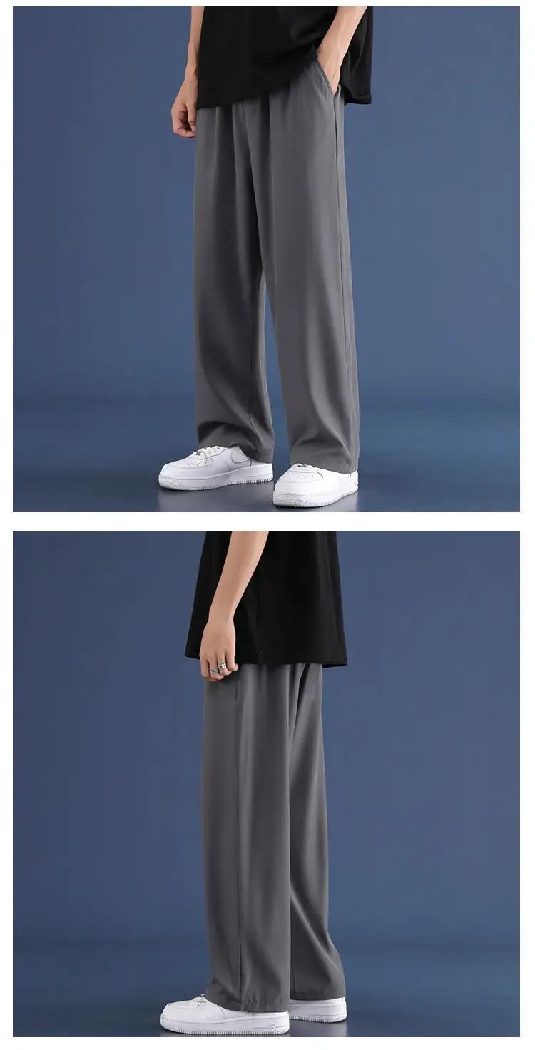 Men Ice Silk Loose Leg Pants Black Grey 70-310 — feature 10