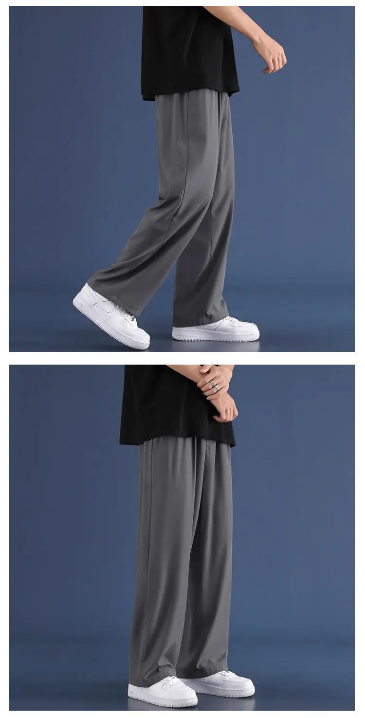Men Ice Silk Loose Leg Pants Black Grey 70-310 — feature 11