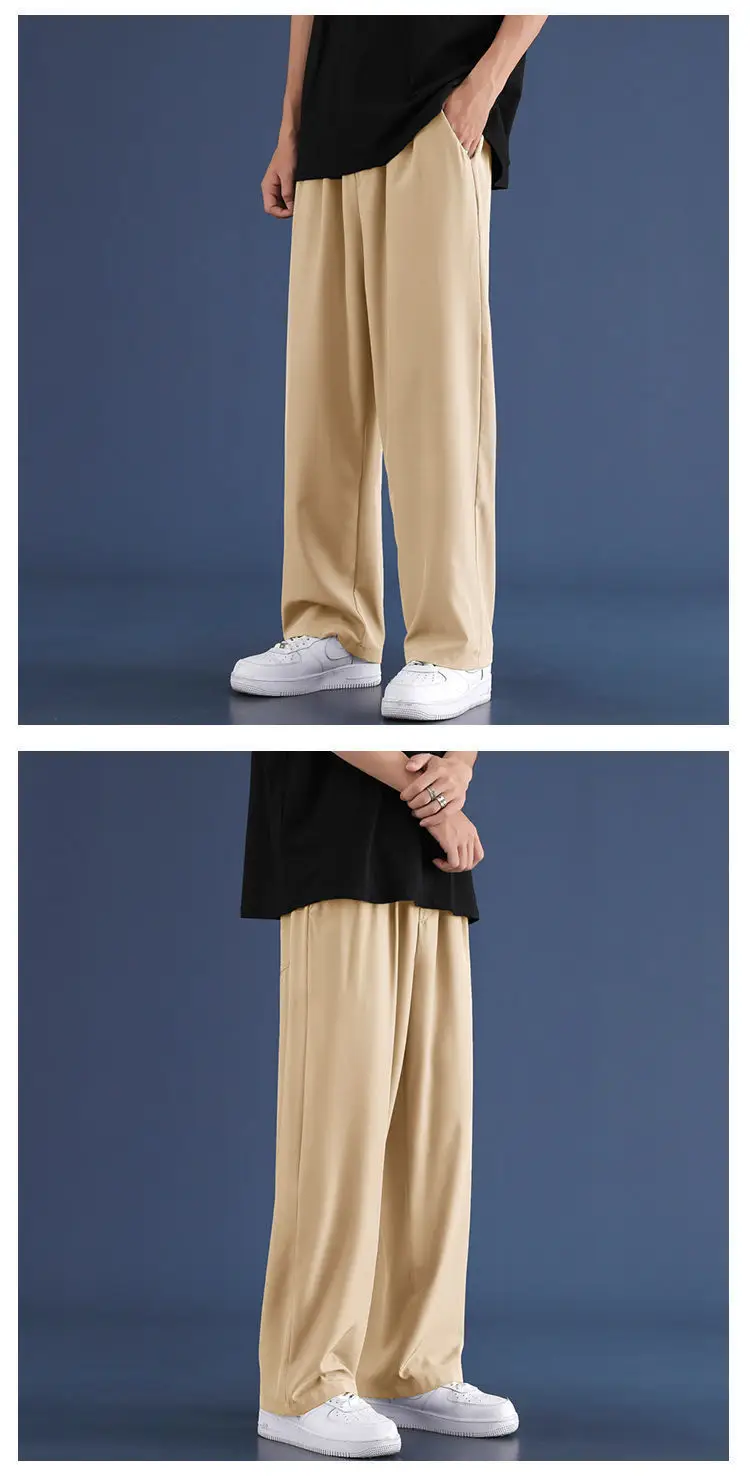 Men Ice Silk Loose Leg Pants Black Grey 70-310 — feature 12