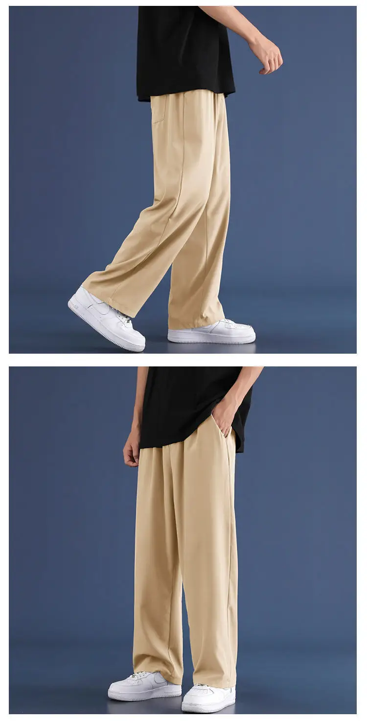 Men Ice Silk Loose Leg Pants Black Grey 70-310 — feature 13