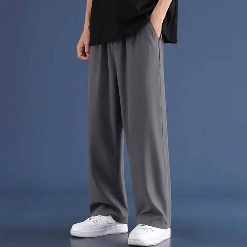 Men Ice Silk Loose Leg Pants Black Grey 70-310 — feature 5