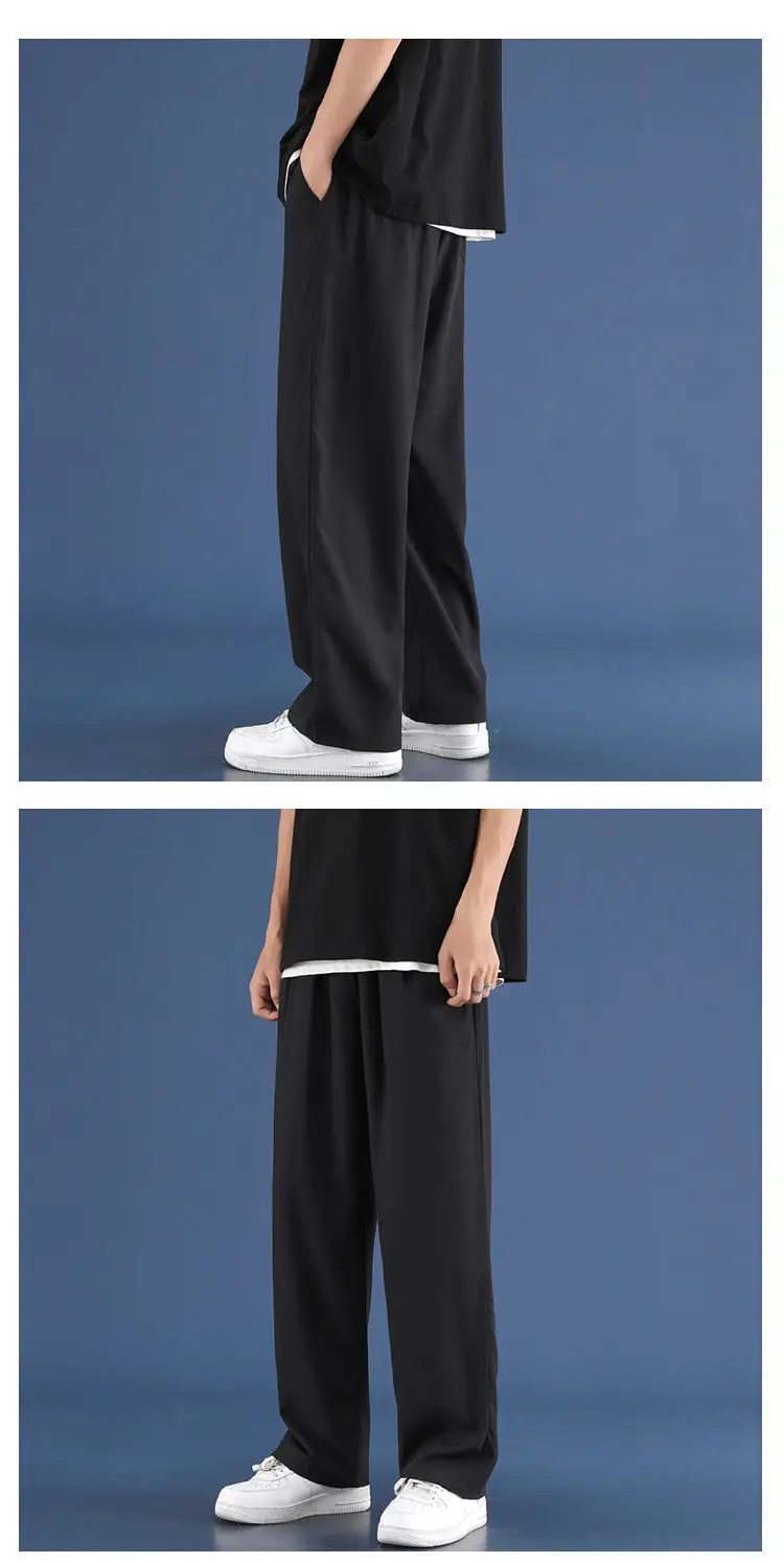 Men Ice Silk Loose Leg Pants Black Grey 70-310 — feature 6