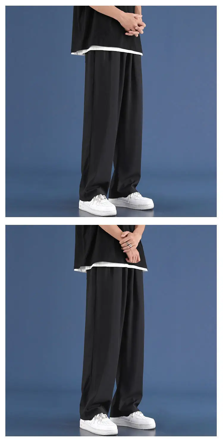 Men Ice Silk Loose Leg Pants Black Grey 70-310 — feature 7
