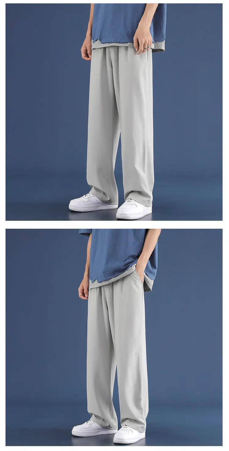 Men Ice Silk Loose Leg Pants Black Grey 70-310 — feature 8