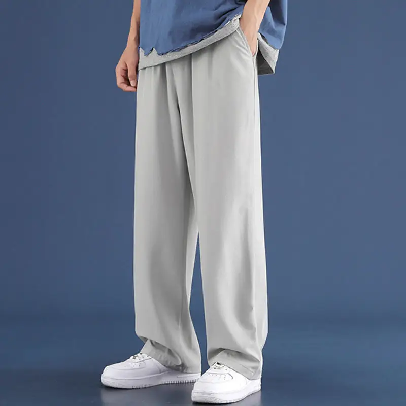 Men Ice Silk Loose Leg Pants Black Grey 70-310 - Image 2