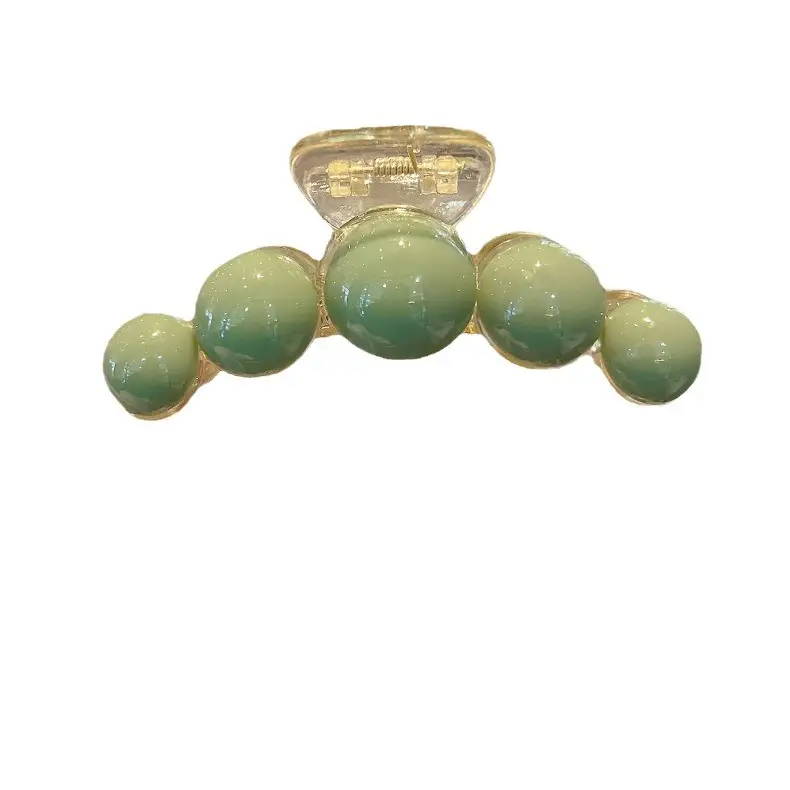 Green Pearl Hair Clip Large Back Ball Head Half Tie - Image 9