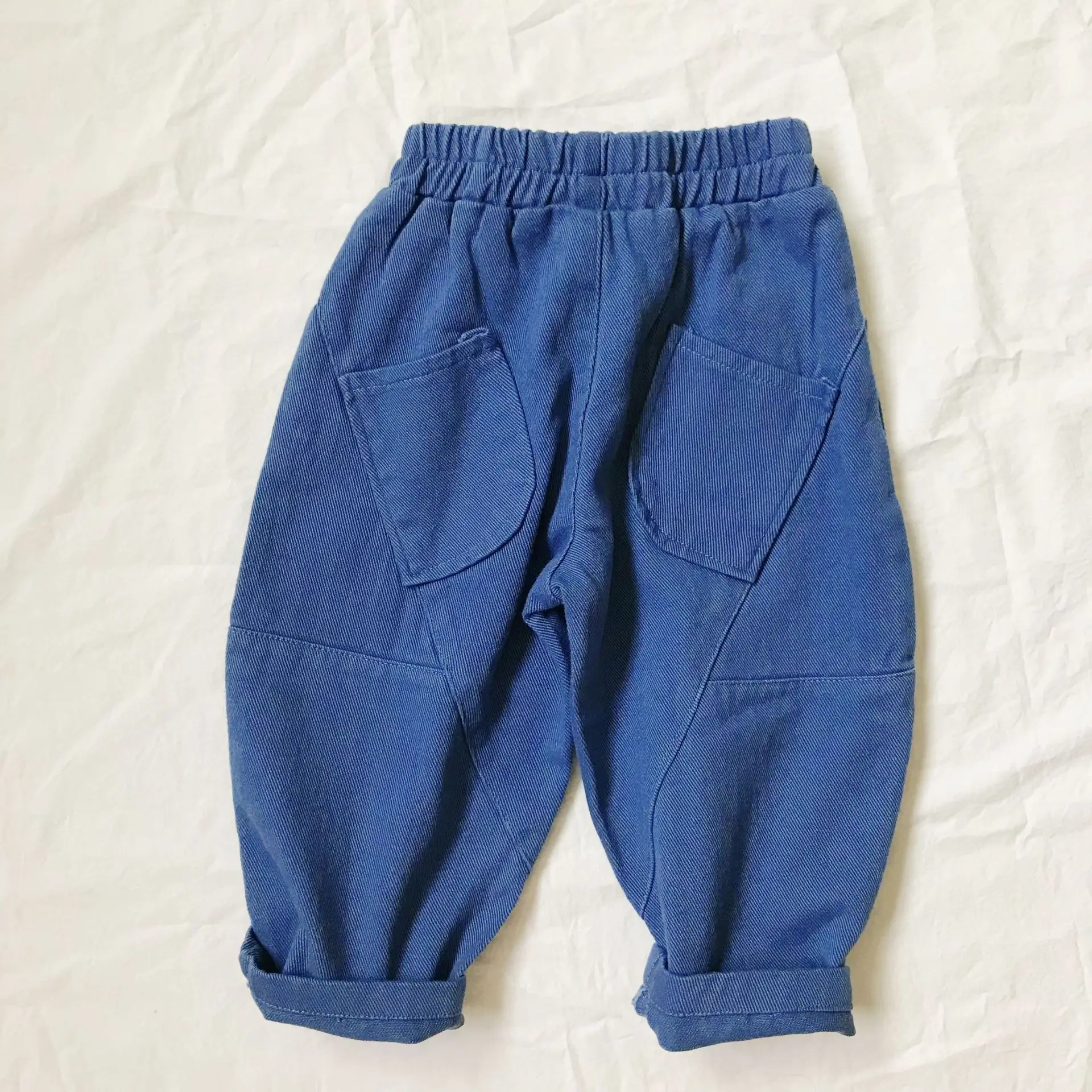 Blue Pure Cotton Cargo Pants for Kids Boys Girls