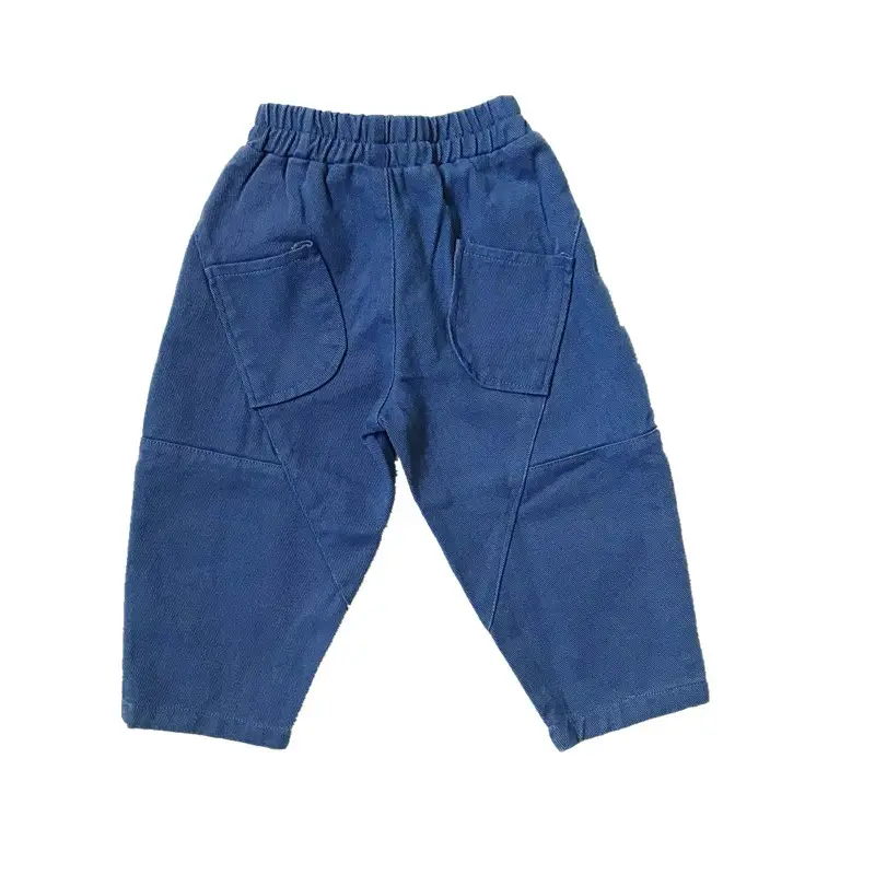 Blue Pure Cotton Cargo Pants for Kids Boys Girls