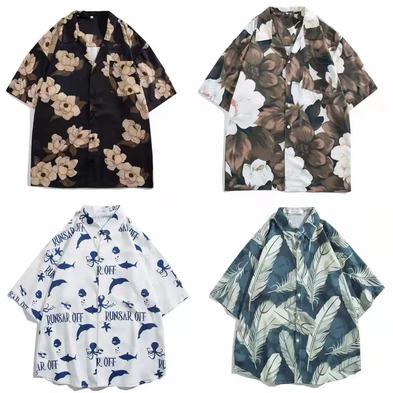 New Men's Floral Short Sleeve Beach Shirt - Image 41