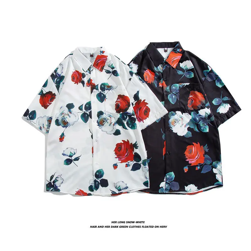 New Men's Floral Short Sleeve Beach Shirt - Image 43