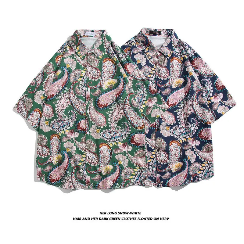 New Men's Floral Short Sleeve Beach Shirt - Image 44