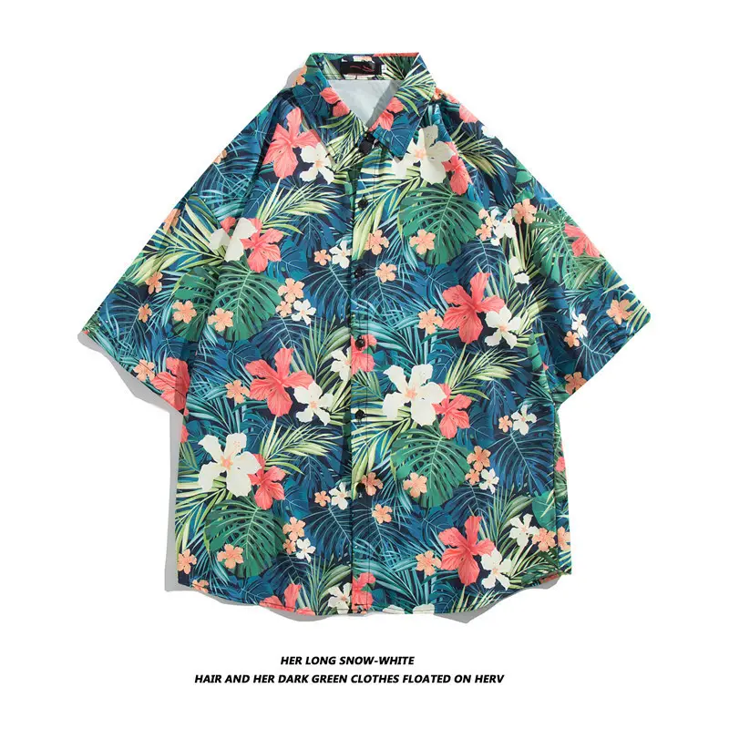 New Men's Floral Short Sleeve Beach Shirt - Image 12