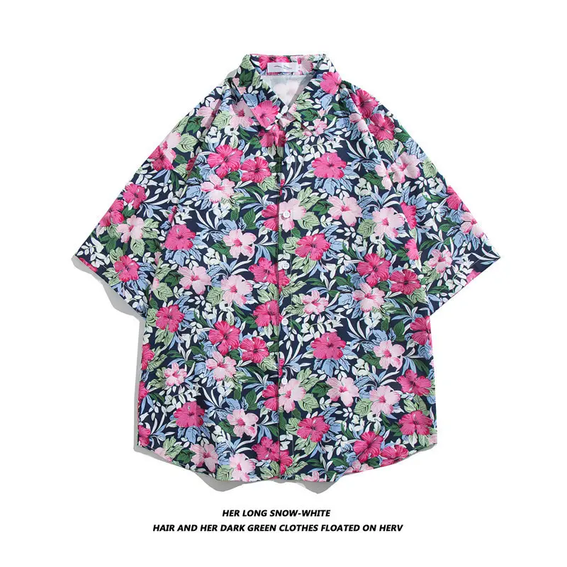 New Men's Floral Short Sleeve Beach Shirt - Image 18