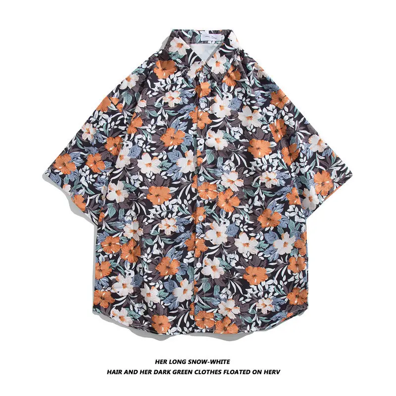 New Men's Floral Short Sleeve Beach Shirt - Image 19