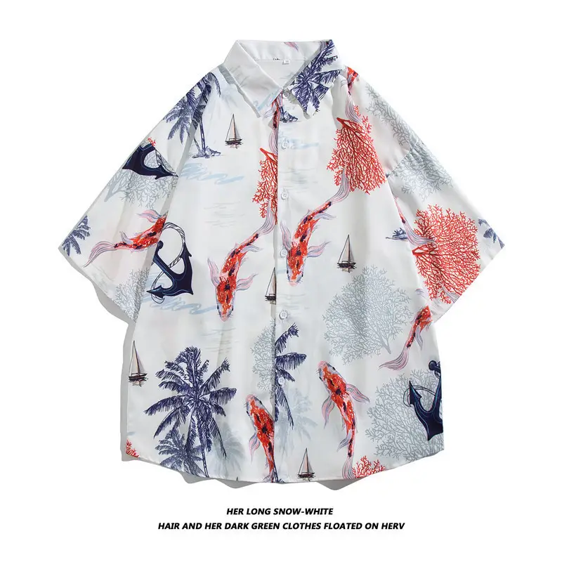 New Men's Floral Short Sleeve Beach Shirt - Image 39