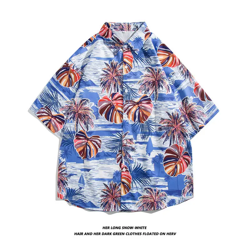 New Men's Floral Short Sleeve Beach Shirt - Image 40