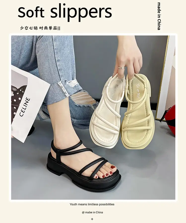 Women's White Thick Sole Casual Sandals Summer 2023 — feature 2