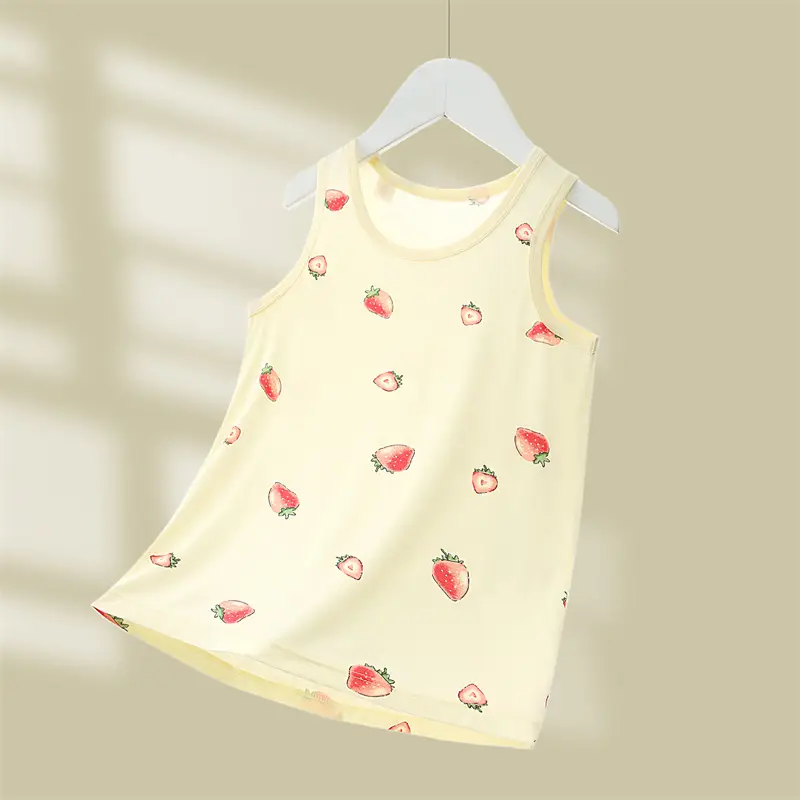 Girls Cotton Strawberry Vest Summer Wear