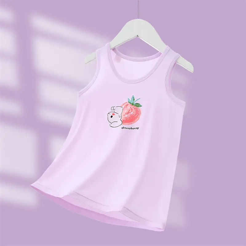 Girls Cotton Strawberry Vest Summer Wear - Image 2