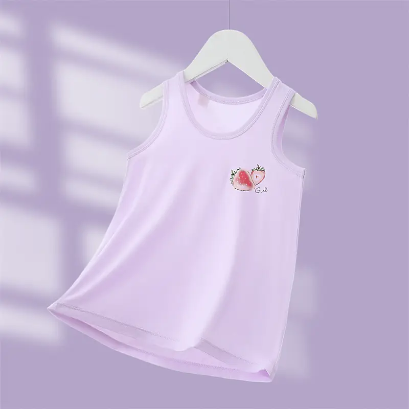 Girls Cotton Strawberry Vest Summer Wear - Image 3