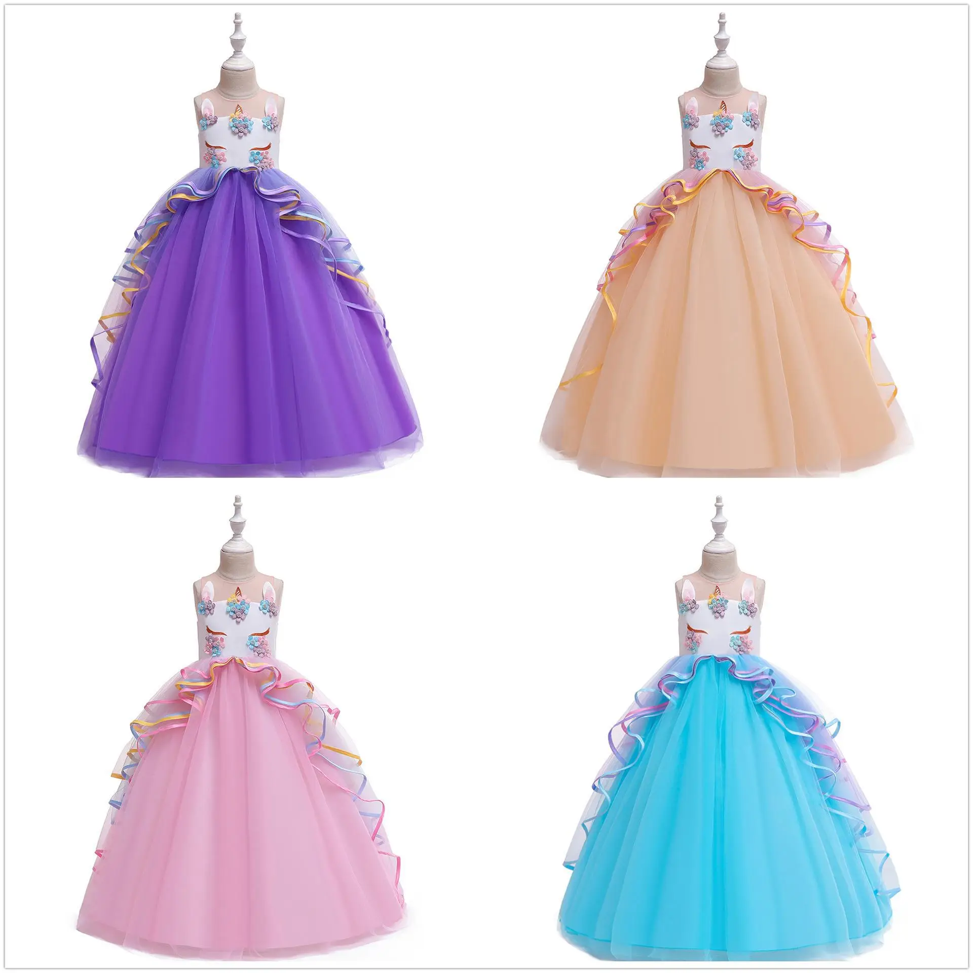 Unicorn Tulle Dress for Girls Rainbow Color - Image 21