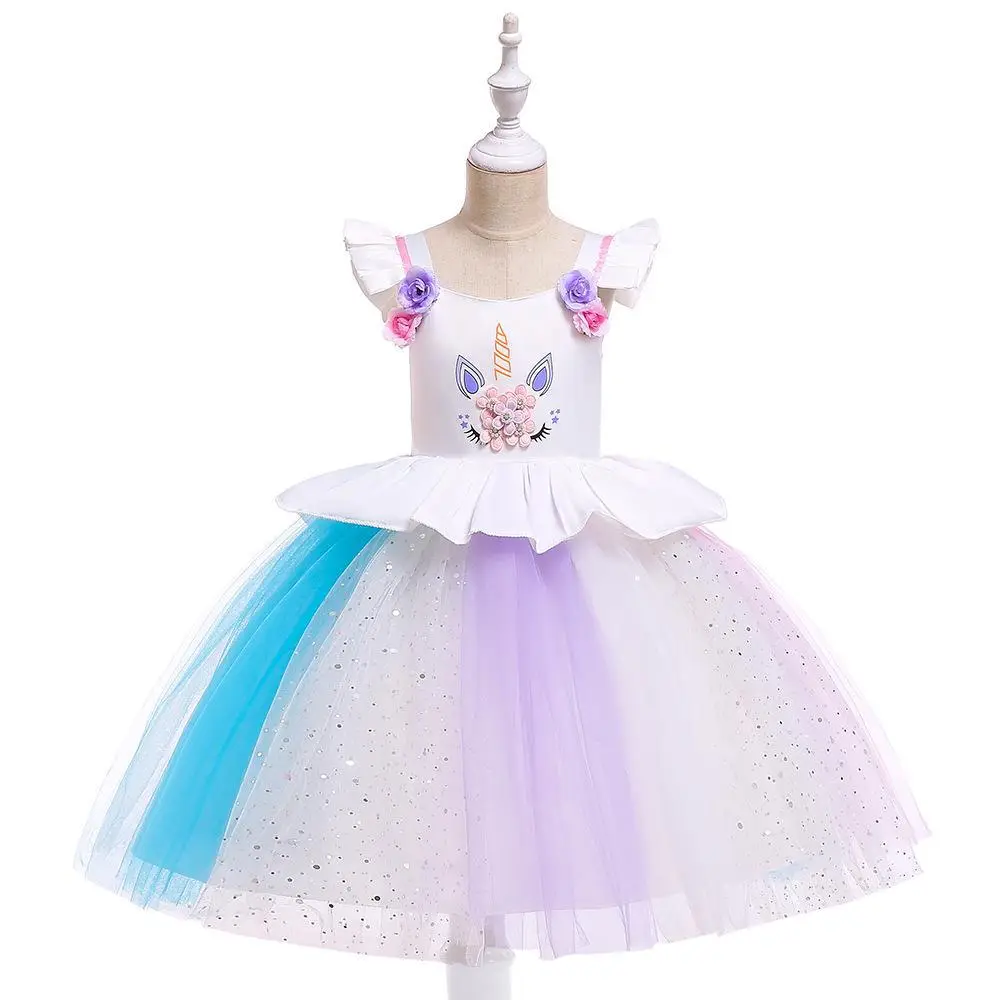 Unicorn Tulle Dress for Girls Rainbow Color - Image 3