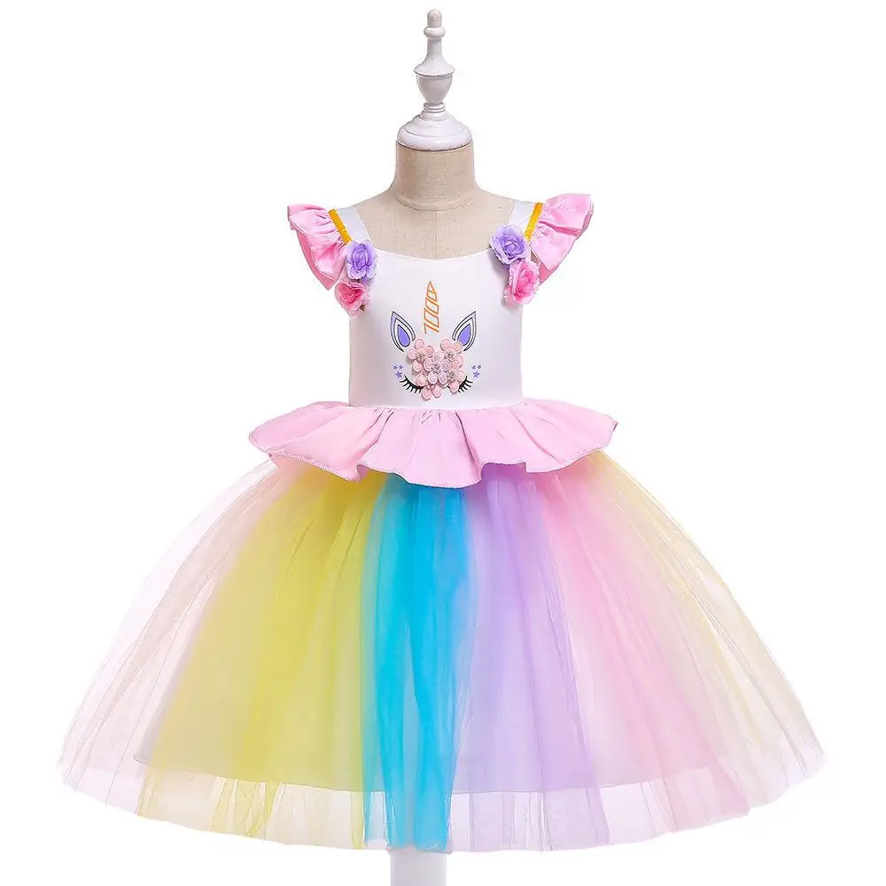 Unicorn Tulle Dress for Girls Rainbow Color - Image 4