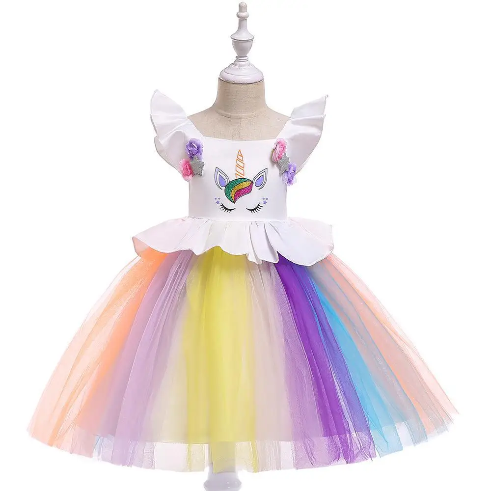 Unicorn Tulle Dress for Girls Rainbow Color - Image 5