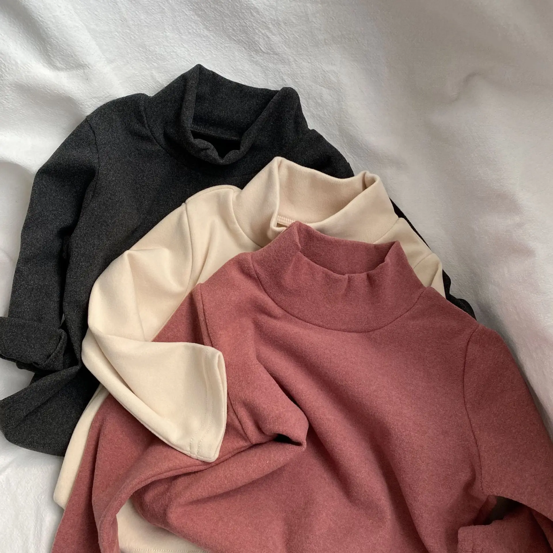 Kids Korean Collar Shirt Solid Color Thickens - Image 10