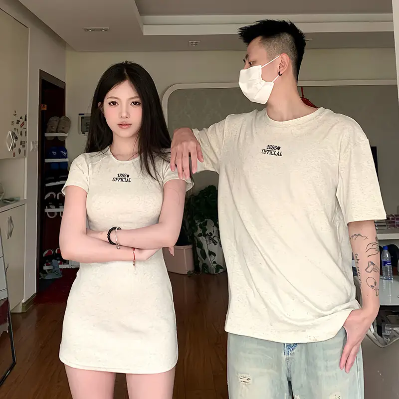 Couple Summer 2023 Embroidered T-Shirt Set Large - Image 2