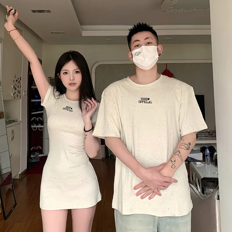 Couple Summer 2023 Embroidered T-Shirt Set Large - Image 3